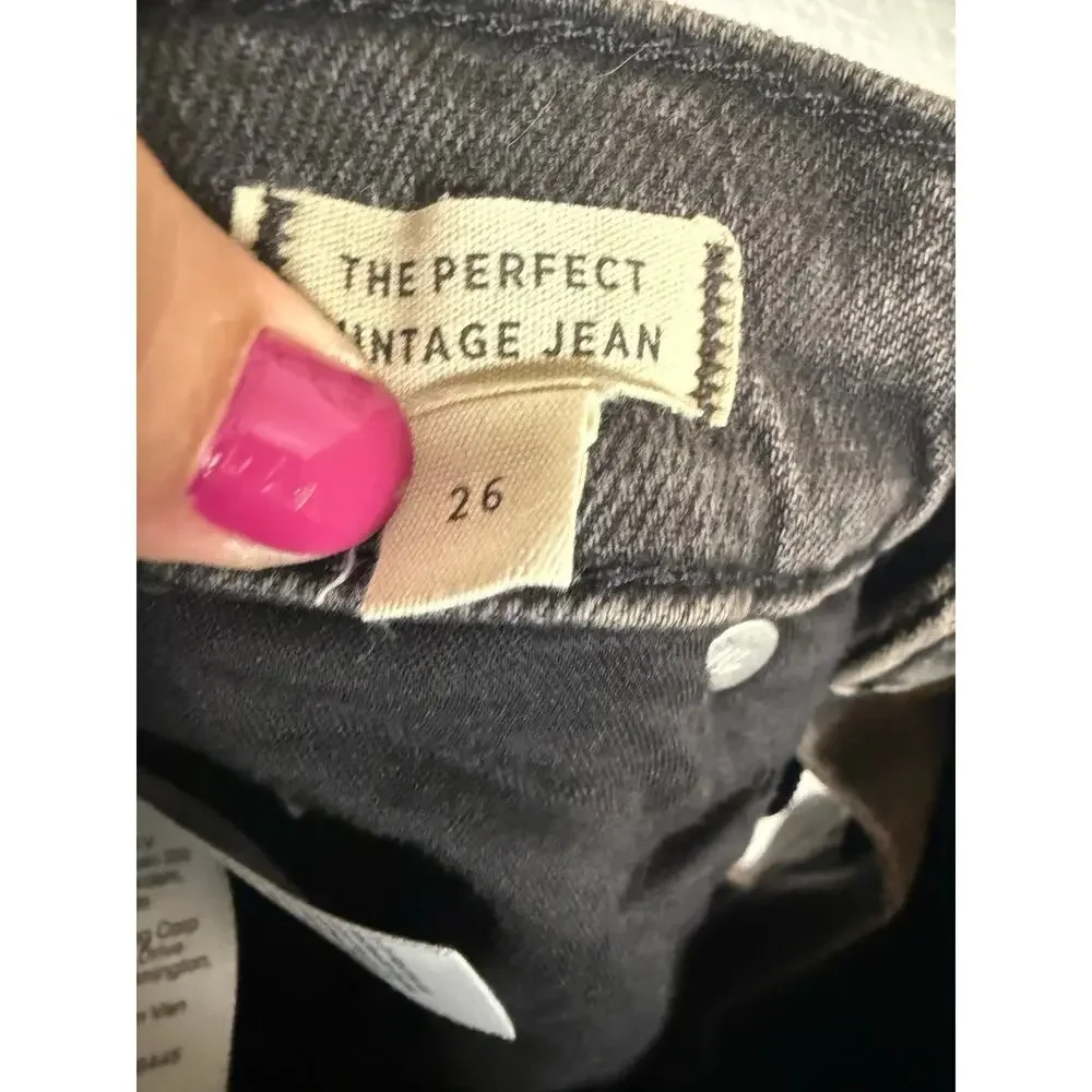 Madewell Perfect Vintage High Rise Tapered 90s Lunar Black Denim Jeans Size 26 - Picture 12 of 14